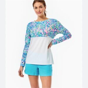 NWT Lilly Pulitzer Bali Blue Finn Top White Multicolor Womens Size XL.